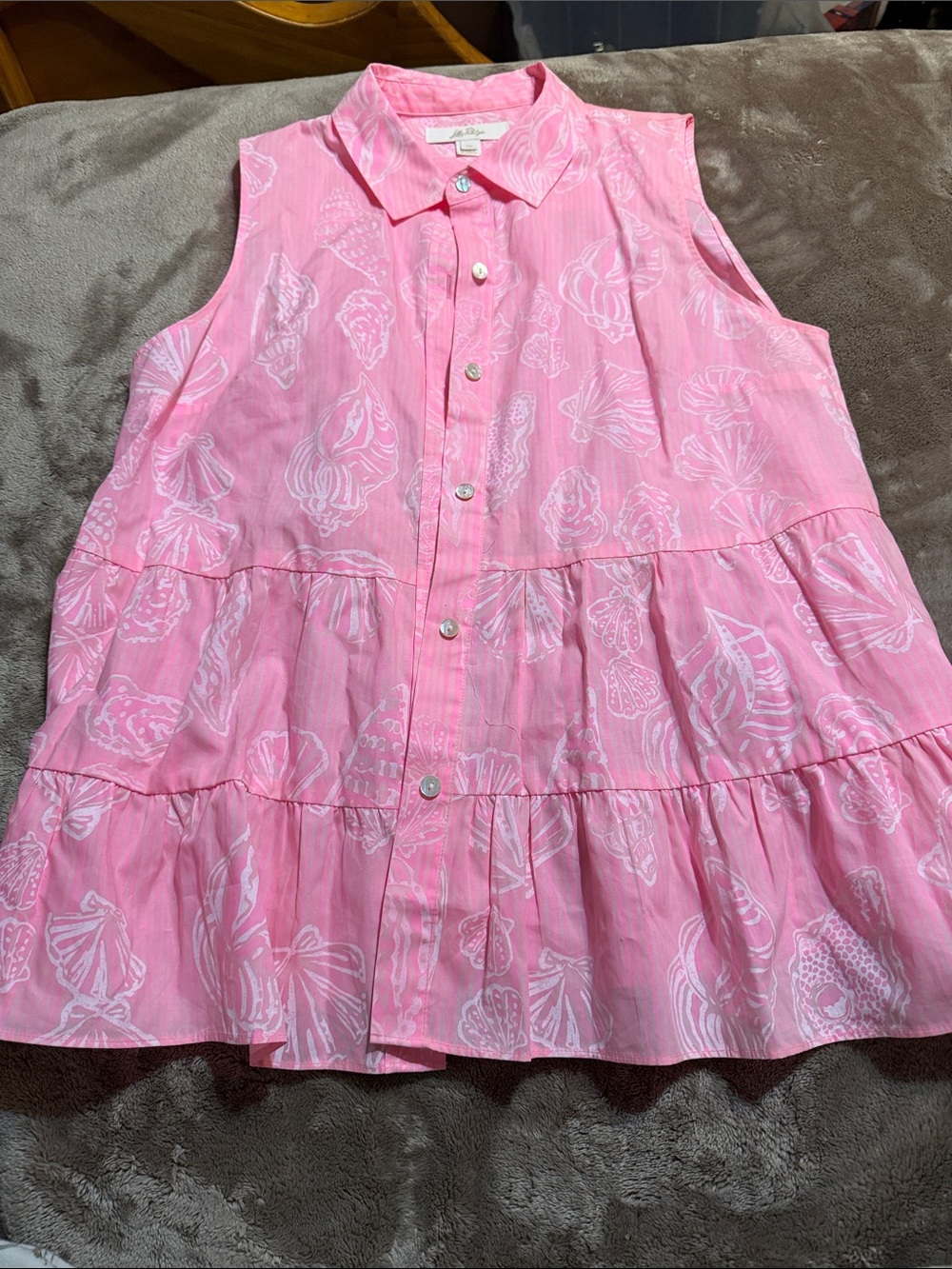 Lilly Pulitzer Pink Sleeveless Tiered Button-Front Shell Top